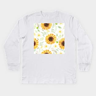 Sunflowers and Daisies | Watercolor | Art | Pattern Kids Long Sleeve T-Shirt